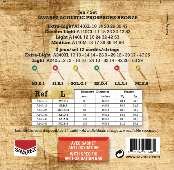 Savarez A140L – Phosphore Bronze 12-53